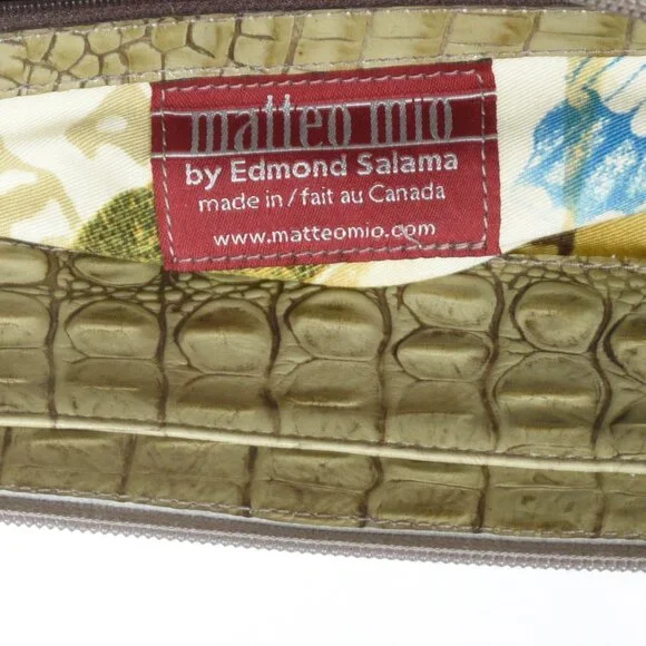 Matteo Mio By Edmond Salama Large Croc Embossed Olive Green Tote - Canada - Picture 6 of 6